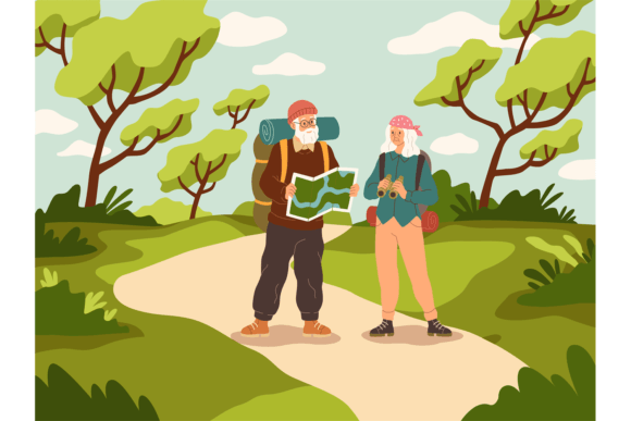 Download Old People Tourist Walk. Happy Active El - Active Collection